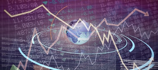 Composite image of digital image of earth with light trail