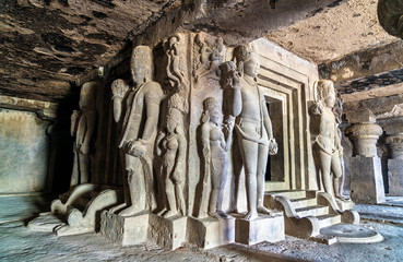 Interior of Dhumar Lena temple at Ellora Caves, India