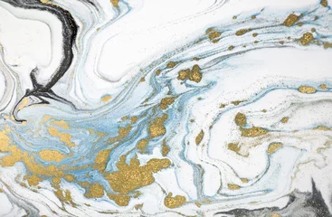 Abstrakter Acrylhintergrund aus Marmor. Natur Marmorierung Kunstwerk Textur. Goldener Glitzer. © Anna Babii