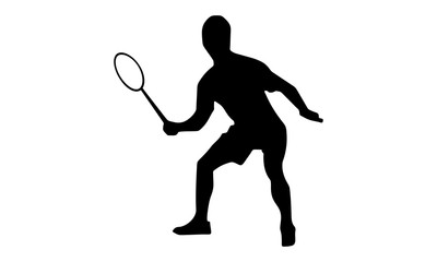 vector image of the male badminton silhouettes