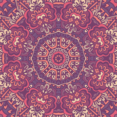 Abstract geometric floral seamless pattern