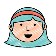 Cartoon woman face icon over white background colorful design. vector illustration
