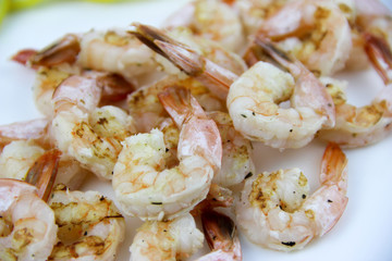 seafood. shrimp on a plate.