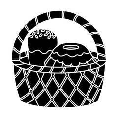 Basket with cakes icon over white background, vector illustration