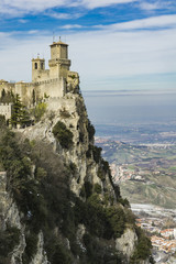 Fototapeta na wymiar Fortress of Guaita on Mount Titano, San Marino, Italy