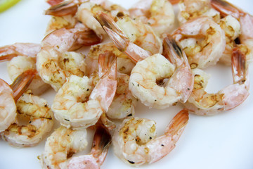 seafood. shrimp on a plate.