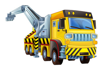 cartoon scene with tow truck on white background - illustration for children