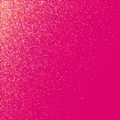 Gold background Vector illustration Many gold shiny glitter confetti on pink background