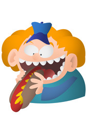 Boy eating a hotdog