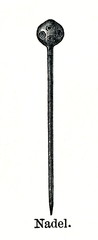 Decorative pin from prehistoric stilt-house settlement (from Meyers Lexikon, 1896, 13/754/755)