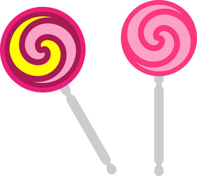 pink lollipops with yellow swirl clip art preview