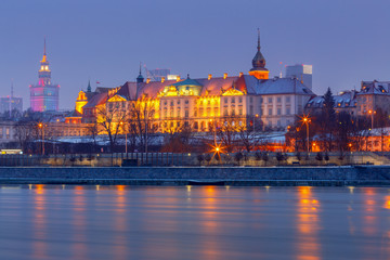 Warsaw. View of the old city at sunset.