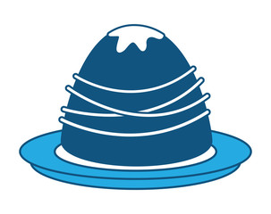Chocolate truffle icon over white background, blue shading design. vector illustration