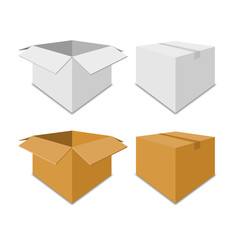 Collection white and brown box packaging. vector illustration
