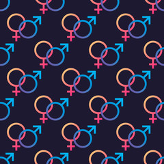 symbols of Venus and Mars, seamless pattern, vector illustration.