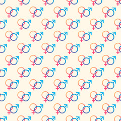symbols of Venus and Mars, seamless pattern, vector illustration.