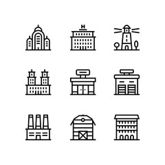 Fototapeta premium Buildings, real estate, house icons for web and mobile design pack 4