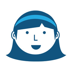 Obraz na płótnie Canvas Cartoon girl icon over white background, blue shading design. vector illustration