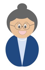 Senhora de óculos com roupa azul