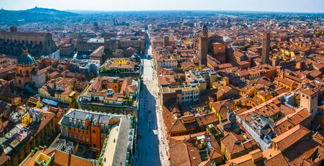 Fotobehang Chocoladebruin Panorama of Bologna from a bird's eye view  © alsem
