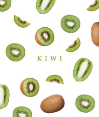 Fototapeta premium Seamless pattern with kiwi. Tropical abstract concept. Fruit on the white background.