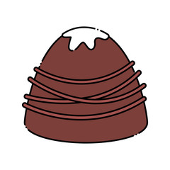 Chocolate truffle icon over white background, colorful design. vector illustration