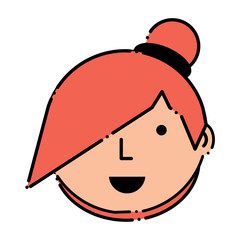 Cartoon woman face icon over white background colorful design. vector illustration