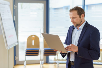Businessman working on a presentation