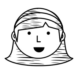 sketch of Cartoon woman face icon over white background vector illustration