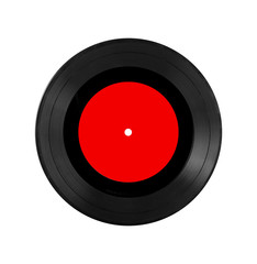 Red vinyl record on white background