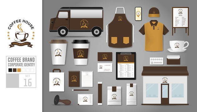 Corporate identity template Set 16. Logo concept for coffee shop, cafe, restaurant.