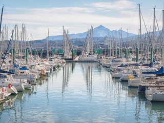 Yachts in bay of Hondarribia, Basque Country, Spain