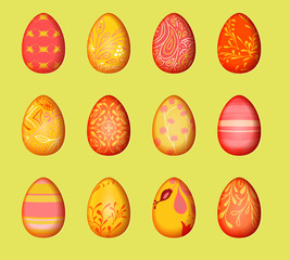 Paper with cut out effect for happy easter decorate. Eggs set design background. Isolated elements.