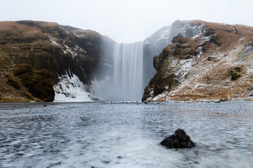 beautiful view of skogafoss waterfall, iceland