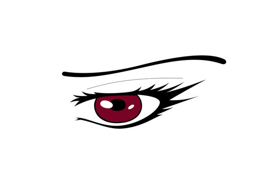 Manga Red Eye Illustration - Digital Design