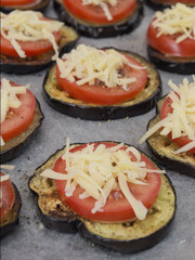 eggplant with tomato and cheese baked in the oven. 