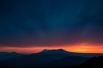 Scenic sunset in the mountains