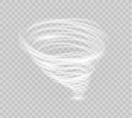 A glowing tornado. Rotating wind. Beautiful wind effect. Isolated on a transparent background. Vector illustration - obrazy, fototapety, plakaty