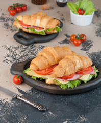 croissant sandwich with cheese and ham