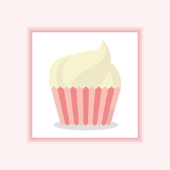 decorative frame with cupcake icon over pink background, colorful desgin vector illustration