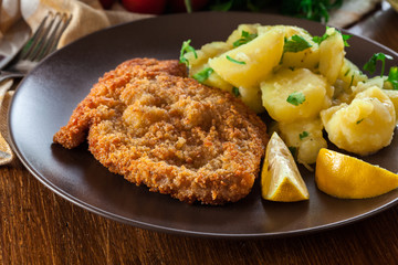 Homemade breaded viennese schnitzel