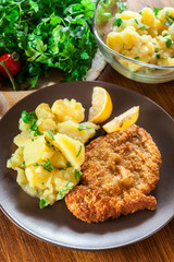 Homemade breaded viennese schnitzel