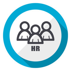 HR blue flat design web icon