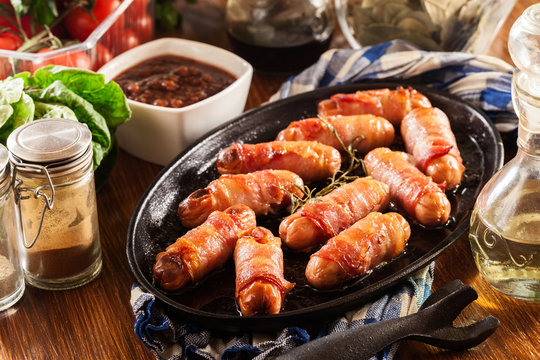 Pigs in blankets in baking dish
