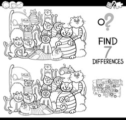 find differences game with cats coloring book