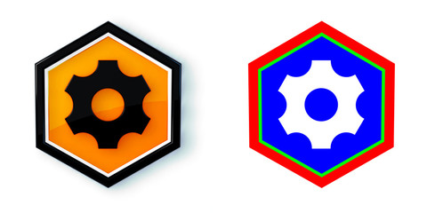 Ikona sześciobok 3D sześciokąt © vempireart