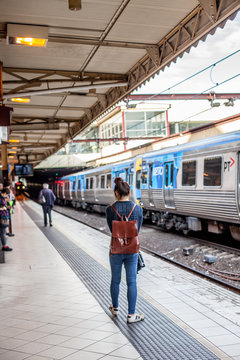 woman waiting for the train