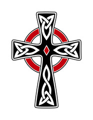 Print viking cross black red white tattoo emblem