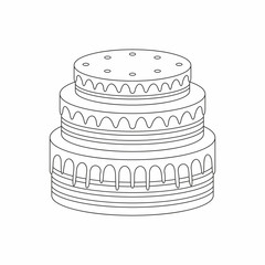 Cake, thin line style. isolated on white background