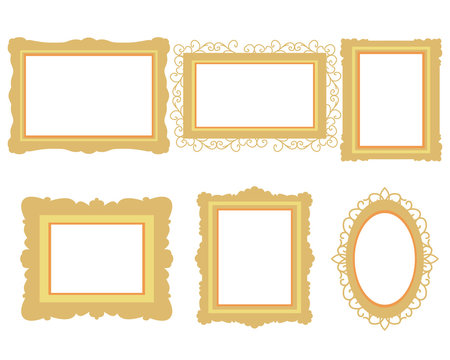 Set of picture frame isolated on white background. Flat design. Vector illustration